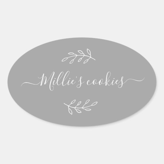 Modern Small Business Script naam grijs label (Voorkant)