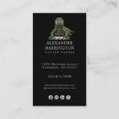 Modern Smaragd Alligator Herenkapper Logo Qr Code Visitekaartje (Achterkant)