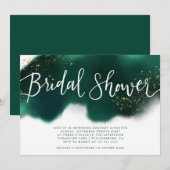 Modern Smaragd Groen Goud Glitter Vrijgezellenfees Kaart (Voorkant / Achterkant)