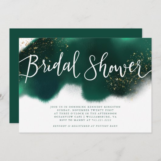 Modern Smaragd Groen Goud Glitter Vrijgezellenfees Kaart (Voorkant / Achterkant)