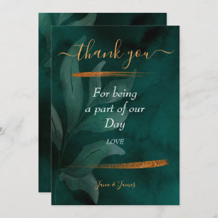 Modern smaragdgroen en bladeren dank u kaart