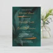 modern smaragdgroen en bladeren Repetitie Diner Kaart (Staand voorkant)