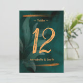 modern smaragdgroen- en bladtabelnummer kaart (Staand voorkant)