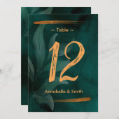 modern smaragdgroen- en bladtabelnummer kaart (Voorkant / Achterkant)