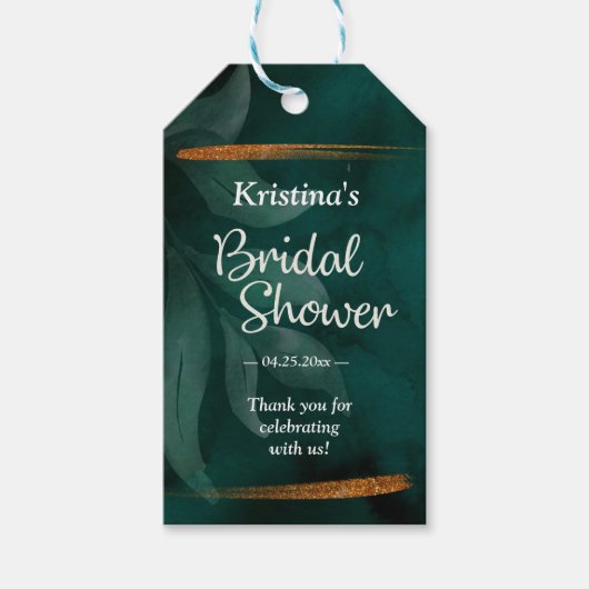 modern smaragdgroen en leBridal Shower Gift Labels Cadeaulabel (Voorkant)