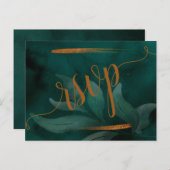 modern smaragdgroen en verlaat RSVP rsvp Briefkaar Uitnodiging Briefkaart (Voorkant / Achterkant)