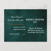 modern smaragdgroen en verlaat RSVP rsvp Briefkaar Uitnodiging Briefkaart (Achterkant)