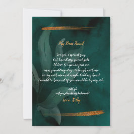 Modern smaragdgroen en verlof zal mijn bruidsmeisj kaart