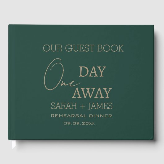 Modern smaragdgroen op een dag weg bruiloft gastenboek (Voorkant)