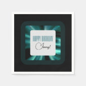 Modern smaragdgroen zwart en wit servet (Voorkant)