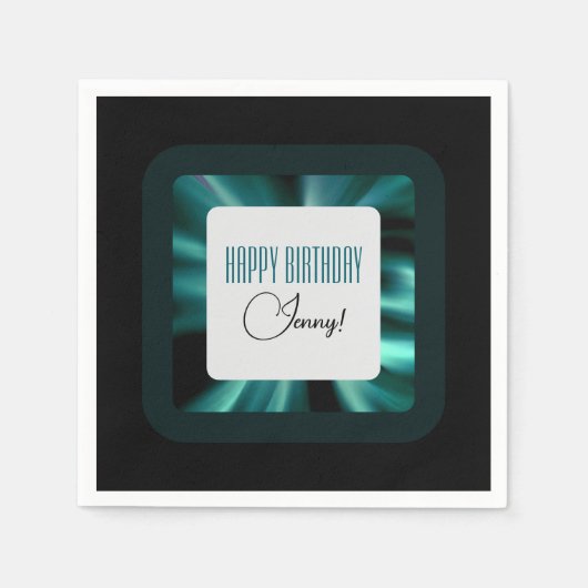 Modern smaragdgroen zwart en wit servet (Voorkant)