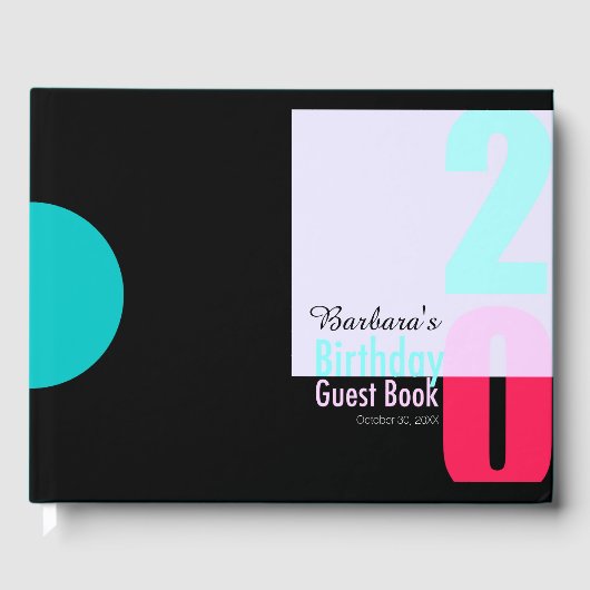 Modern Smart 20th Birthday Party Guest Book Gastenboek (Voorkant)
