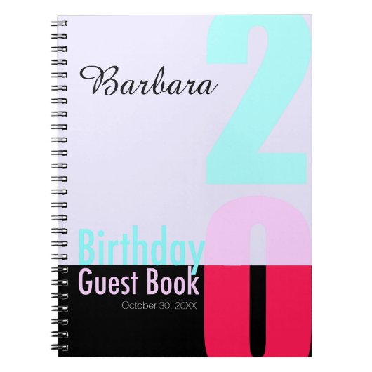 Modern Smart 20th Birthday Party Guestbook NB Notitieboek (Voorkant)