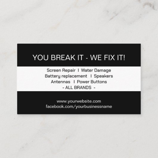 Modern Smartphone Repair Black and white Visitekaartje (Achterkant)