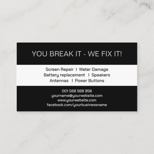 Modern Smartphone Repair Black and white Visitekaartje (Achterkant)