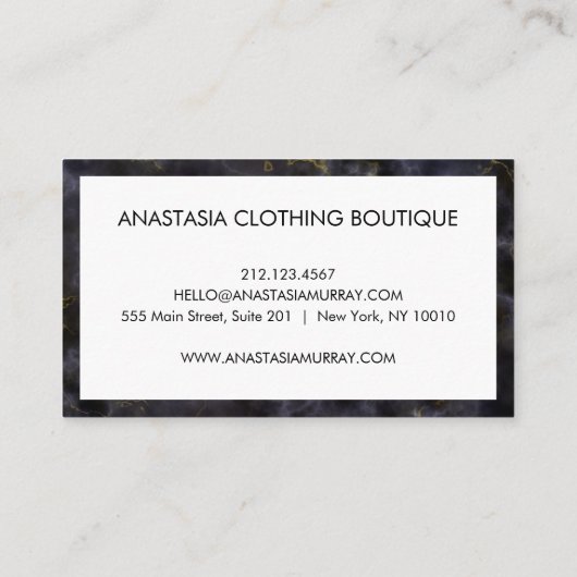 Modern Smoky Black White Marble Minimalist Luxer Visitekaartje (Achterkant)