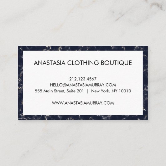 Modern Smoky Black White Marble Minimalist Luxer Visitekaartje (Achterkant)
