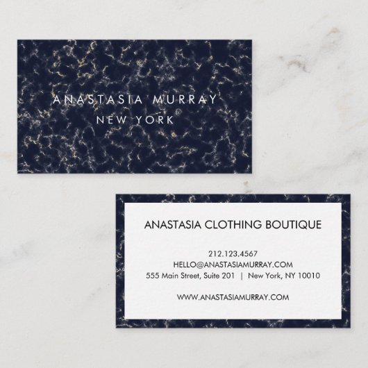 Modern Smoky Black White Marble Minimalist Luxer Visitekaartje (Voorkant / Achterkant)