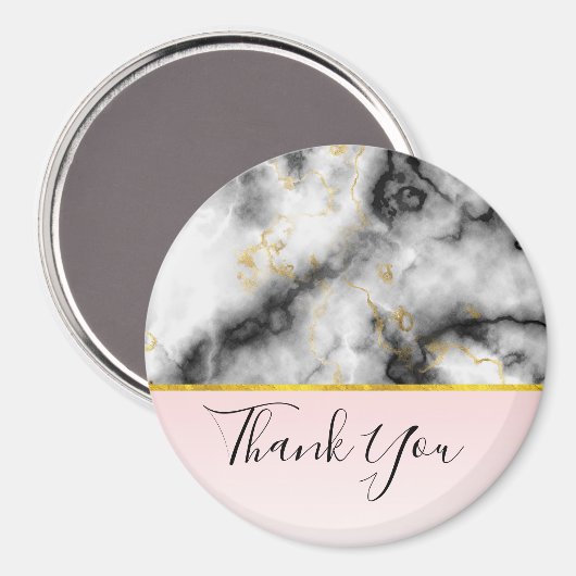 Modern Smoky Grey Marble met Gold Ribbon Hartelijk Magneet (Voorkant / Achterkant)