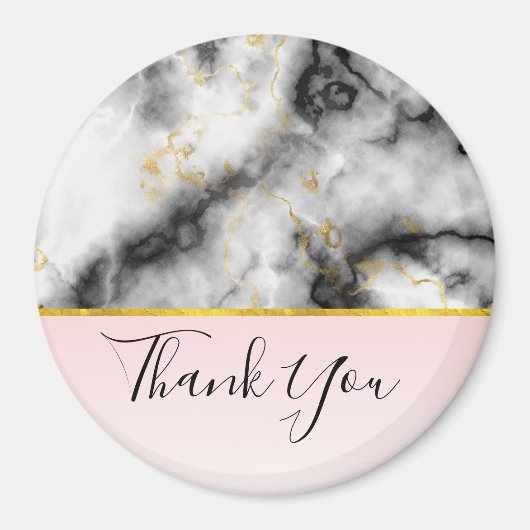 Modern Smoky Grey Marble met Gold Ribbon Hartelijk Magneet (Voorkant)