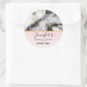 Modern Smoky Grey Marble met Gouden Lintkaars Ronde Sticker (Tas)