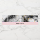 Modern Smoky Grey Marmer met Gold Ribbon Birthday Waterfles Etiket (Enkel label)