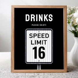 Modern snacks bord 16e verjaardag Snelheidslimiet  Poster
