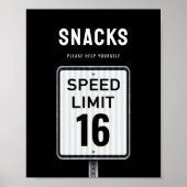 Modern snacks bord 16e verjaardag Snelheidslimiet  Poster (Voorkant)