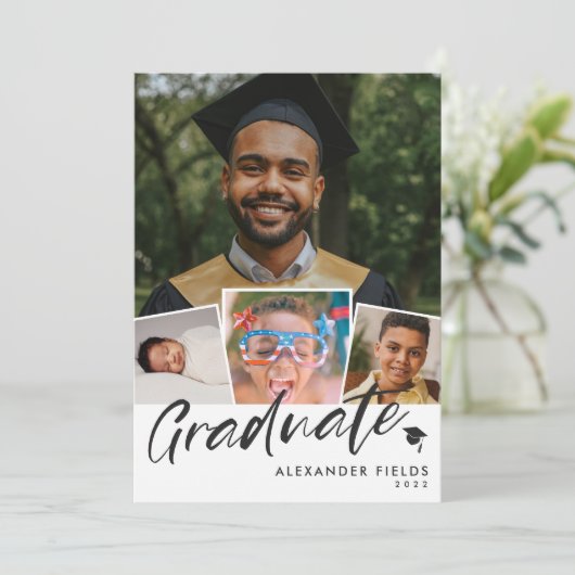 Modern Snapshot Collage Afstuderen Kaart (Staand voorkant)