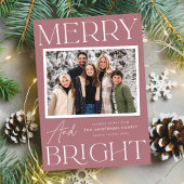 Modern Snapshot Dusty Roos Merry and Bright Photo Feestdagenkaart