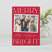 Modern Snapshot Merry en Bright 2 foto Feestdagenkaart (Staand voorkant)