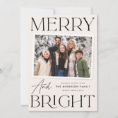 Modern Snapshot Merry en Bright 2 foto Feestdagenkaart (Voorkant)