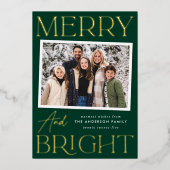 Modern Snapshot Merry en Bright Foto Folie Feestdagenkaart (Voorkant)