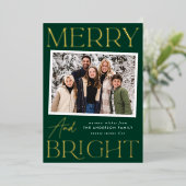 Modern Snapshot Merry en Bright Foto Folie Feestdagenkaart (Staand Voorkant)