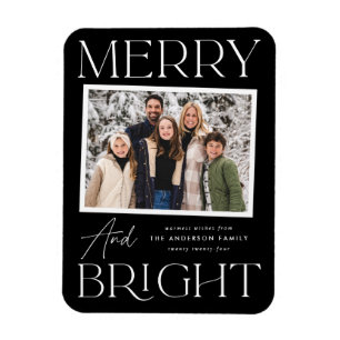 Modern Snapshot Merry en Bright Foto Magneet