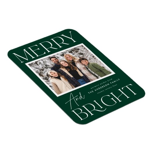 Modern Snapshot Merry en Bright Foto Magneet (Rechterzijde)
