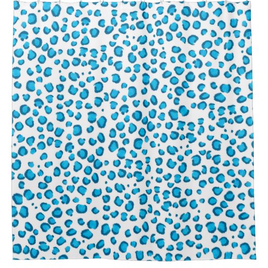 Modern Sneeuwleopard Animal Print Pattern Blue Douchegordijn (Voorkant)