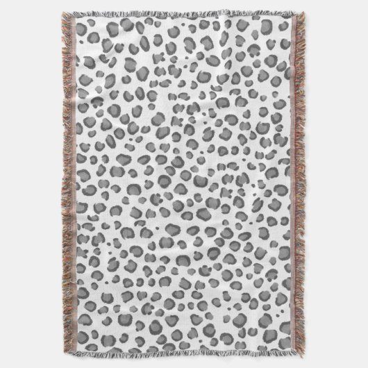 Modern Sneeuwleopard Animal Print Pattern Grey Deken (Voorkant Verticaal)