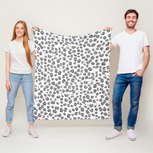 Modern Sneeuwleopard Animal Print Pattern Grey Fleece Deken