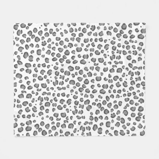 Modern Sneeuwleopard Animal Print Pattern Grey Fleece Deken (Voorkant (Horizontaal))