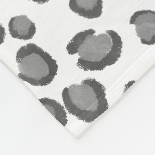 Modern Sneeuwleopard Animal Print Pattern Grey Fleece Deken (Hoek)