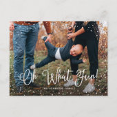 Modern sneeuwscript 2 Foto Feestdagenkaart (Voorkant)