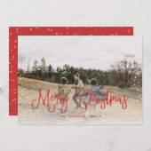 Modern sneeuwscript 2 Foto Feestdagenkaart (Voorkant / Achterkant)