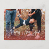 Modern sneeuwscript 2 Foto Feestdagenkaart (Voorkant)