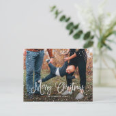 Modern sneeuwscript 2 Foto Feestdagenkaart (Staand voorkant)