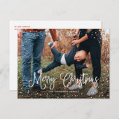 Modern sneeuwscript 2 Foto Feestdagenkaart (Voorkant / Achterkant)