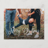 Modern sneeuwscript 2 Foto Feestdagenkaart (Voorkant)