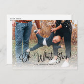 Modern sneeuwscript 2 Foto Feestdagenkaart (Voorkant / Achterkant)