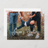 Modern sneeuwscript 2 Foto Feestdagenkaart (Voorkant / Achterkant)