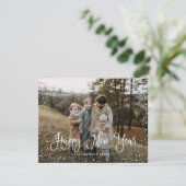 Modern sneeuwscript 2 Foto Feestdagenkaart (Staand voorkant)